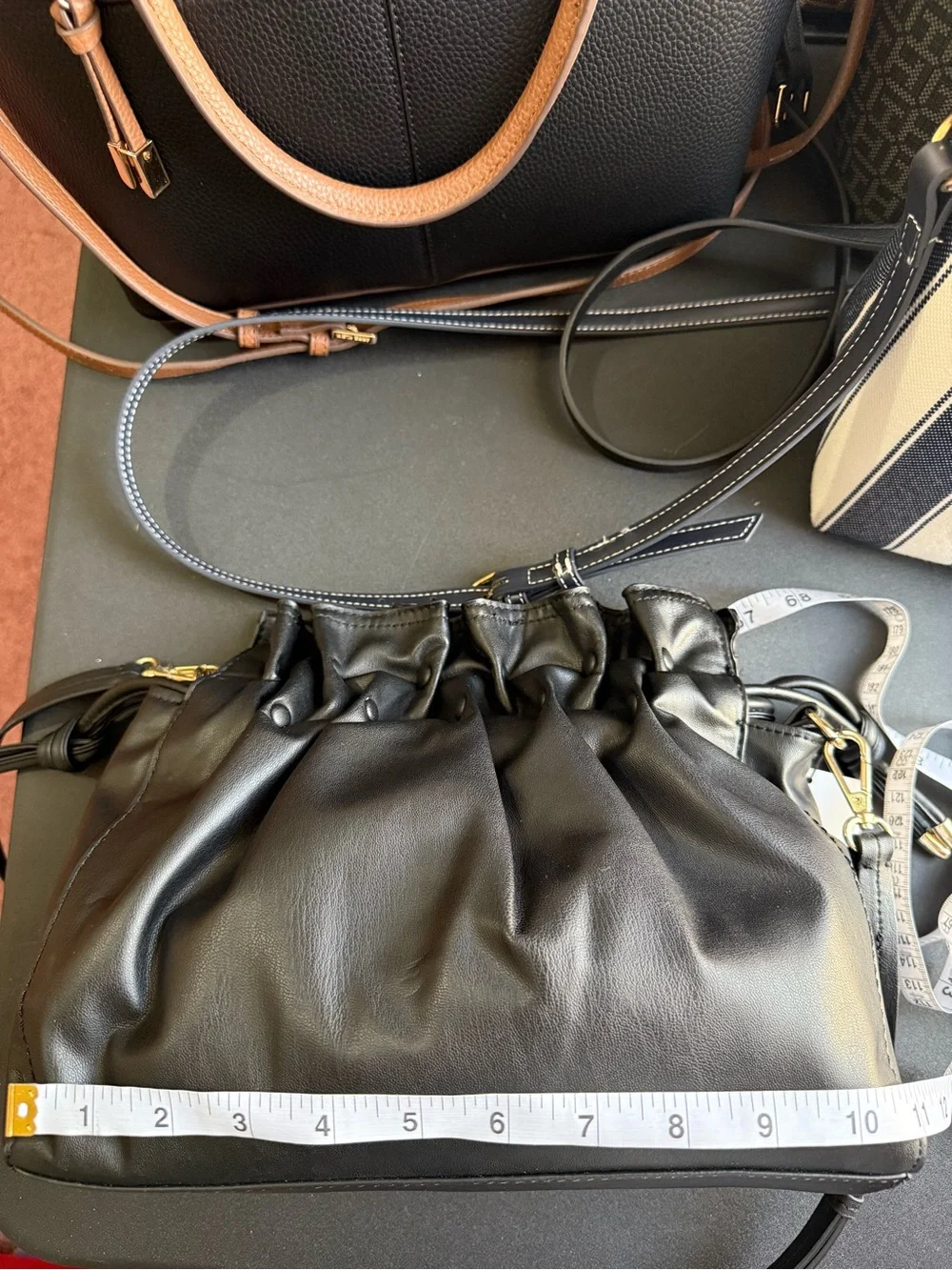 Zara Black Ruched Crossbody Bag